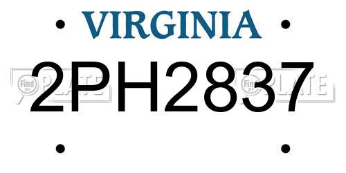 2PH2837 Virginia License Plate
