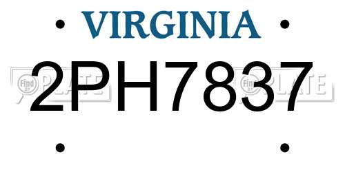 2PH7837 Virginia License Plate