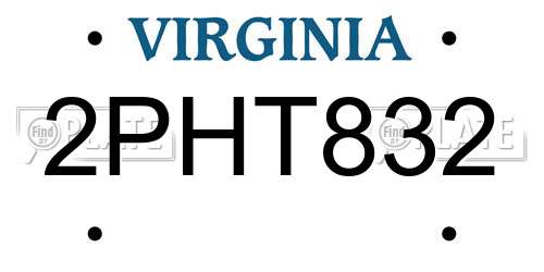 2PHT832 Virginia License Plate