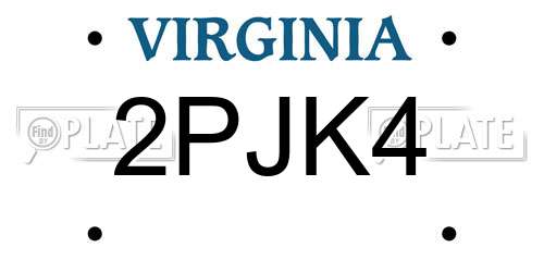 2PJK4 Virginia License Plate