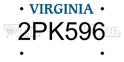 2PK596 Virginia License Plate