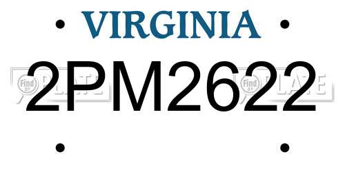 2PM2622 Virginia License Plate