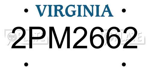 2PM2662 Virginia License Plate