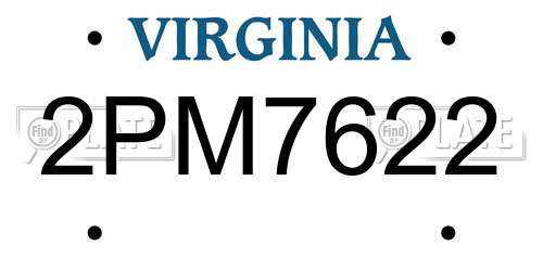 2PM7622 Virginia License Plate
