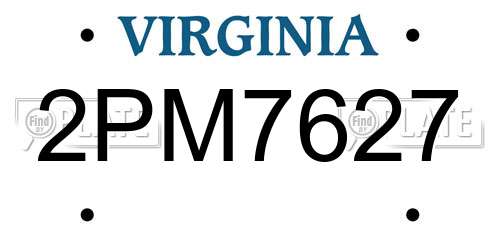 2PM7627 Virginia License Plate