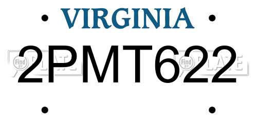 2PMT622 Virginia License Plate