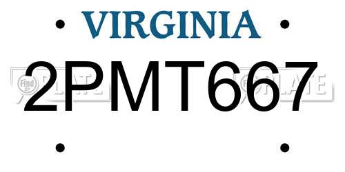 2PMT667 Virginia License Plate