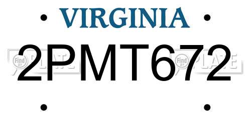 2PMT672 Virginia License Plate