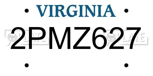 2PMZ627 Virginia License Plate