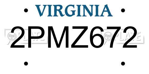 2PMZ672 Virginia License Plate