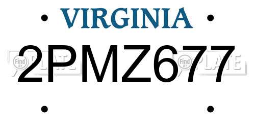 2PMZ677 Virginia License Plate
