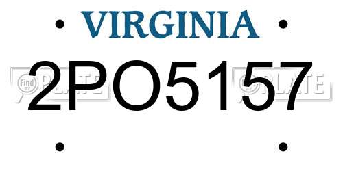 2PO5157 Virginia License Plate