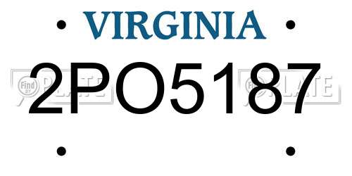 2PO5187 Virginia License Plate