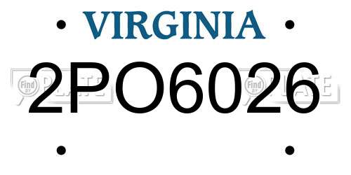2PO6026 Virginia License Plate
