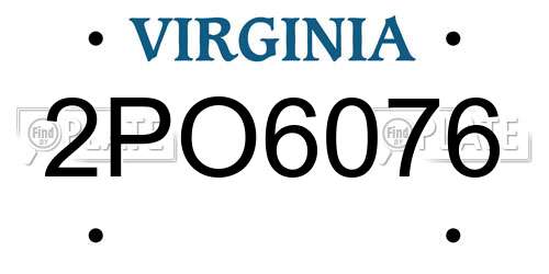 2PO6076 Virginia License Plate