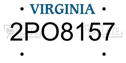 2PO8157 Virginia License Plate