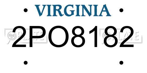 2PO8182 Virginia License Plate