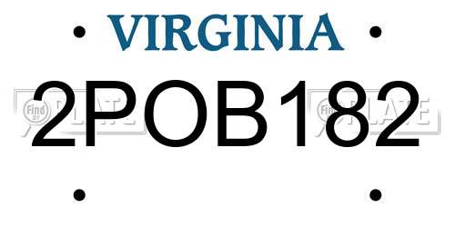 2POB182 Virginia License Plate
