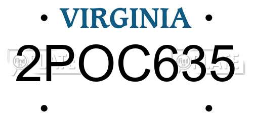 2POC635 Virginia License Plate