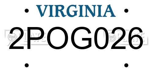 2POG026 Virginia License Plate