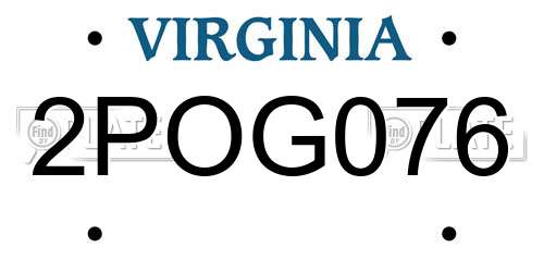 2POG076 Virginia License Plate