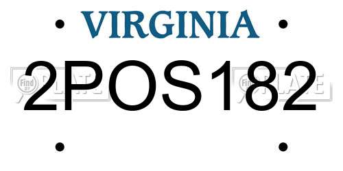 2POS182 Virginia License Plate