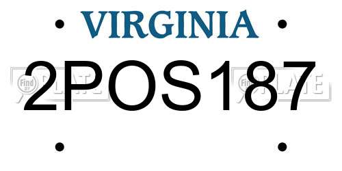 2POS187 Virginia License Plate