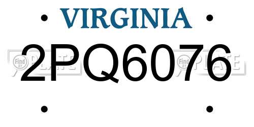 2PQ6076 Virginia License Plate