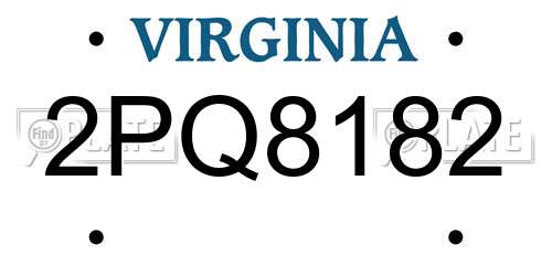 2PQ8182 Virginia License Plate