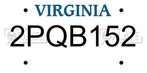 2PQB152 Virginia License Plate