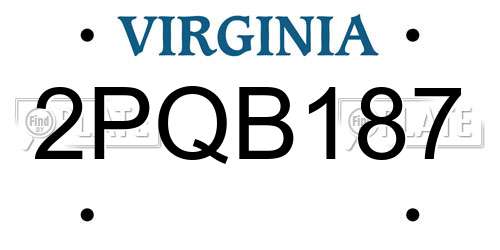 2PQB187 Virginia License Plate