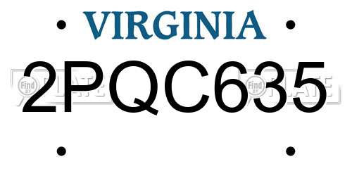 2PQC635 Virginia License Plate
