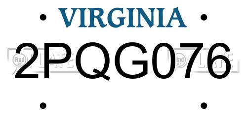 2PQG076 Virginia License Plate