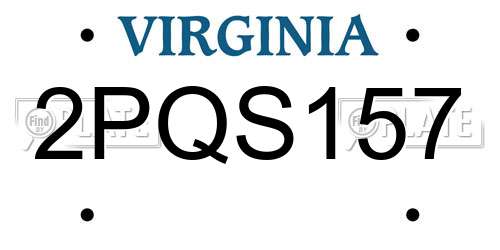2PQS157 Virginia License Plate