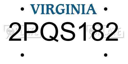 2PQS182 Virginia License Plate