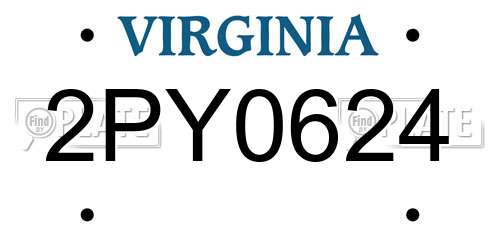 2PY0624 Virginia License Plate
