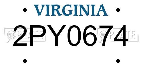 2PY0674 Virginia License Plate