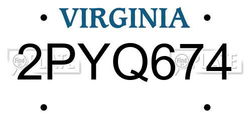 2PYQ674 Virginia License Plate