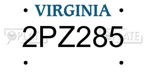 2PZ285 Virginia License Plate