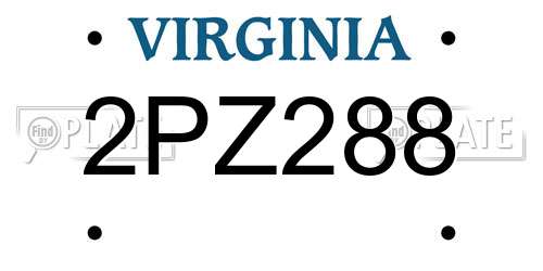 2PZ288 Virginia License Plate