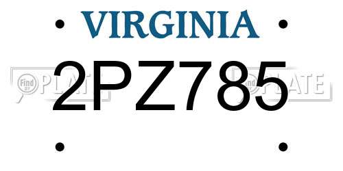 2PZ785 Virginia License Plate