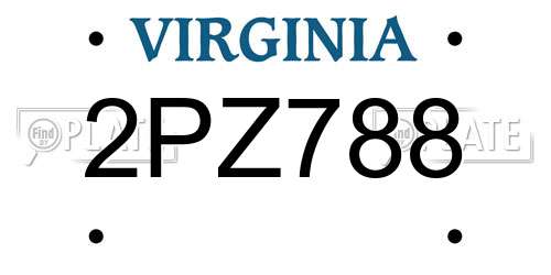 2PZ788 Virginia License Plate