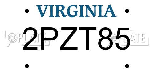 2PZT85 Virginia License Plate