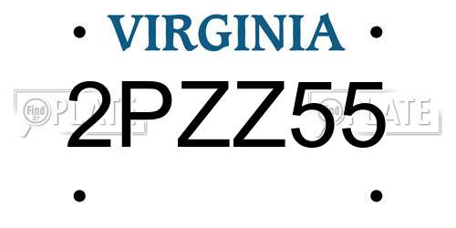 2PZZ55 Virginia License Plate