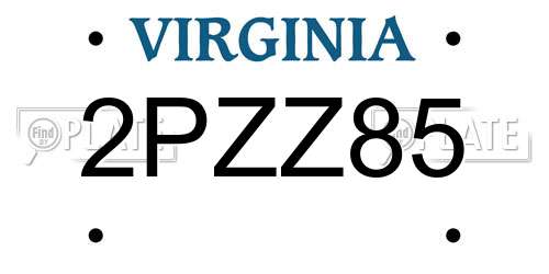 2PZZ85 Virginia License Plate