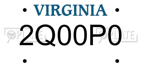 2Q00P0 Virginia License Plate