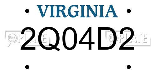 2Q04D2 Virginia License Plate