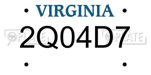 2Q04D7 Virginia License Plate