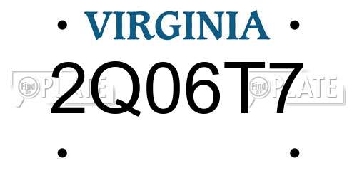 2Q06T7 Virginia License Plate