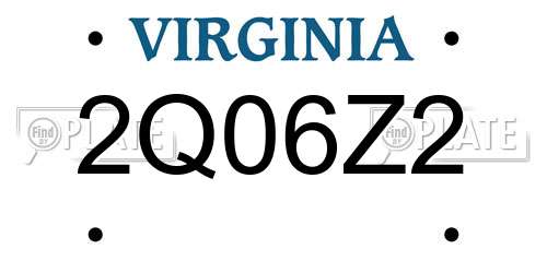2Q06Z2 Virginia License Plate